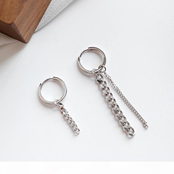 

925 sterling silver chains drop earrings for women pendientes mujer moda, asymmetrical earings boucle d'oreille femme jewelry