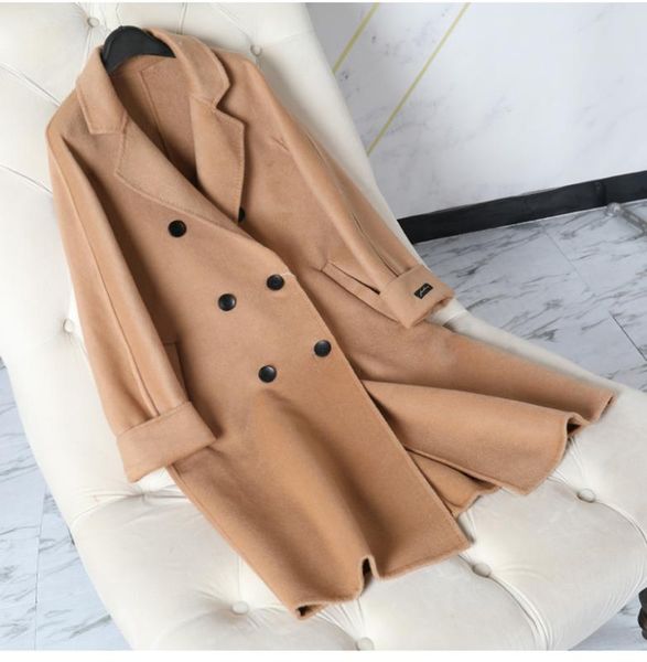 

женщины шерсть верхняя одежда 2020 зима женщины новое прибытие женщина средней длины шерстяной верхняя одежда тонкий корейских шерстяное пал, Black