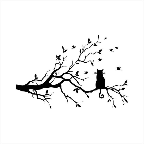 

animals cats bedroom long tree branch restaurant l wall sticker kids room