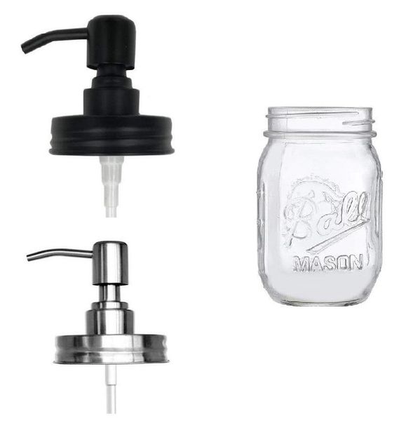 

black with stainless kitchen jar dispenser bathroom- no soap pump rust proof steel jars mason for and jjxh aabxk