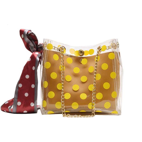 

chain fresh single shoulder crossbody bag 2020pc summer bucket transparent bag