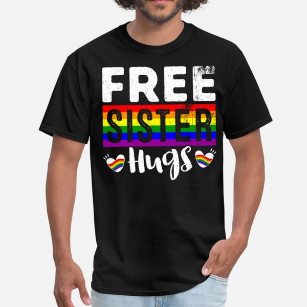

sister hugs rainbow gay pride lgbt support t shirt men designer cotton crew neck natural sunlight authentic summer formal shirt