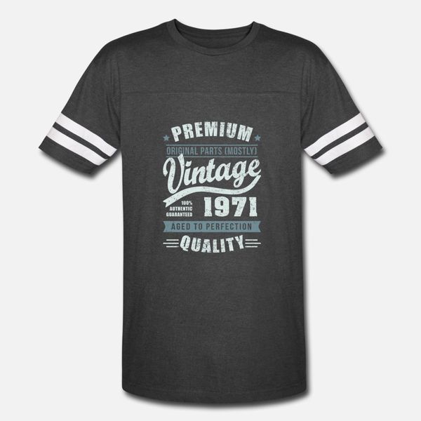 

birthday 1971 aged to perfection t shirt men designs short sleeve o-neck family crazy comical summer standard shirt, White;black
