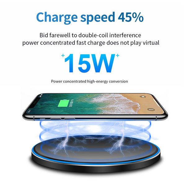 

15w 10w qi wireless charger mirror fast charging pad for iphone se 2 x 8 xr xs 11 pro max samsung s9 s10 s20 phone