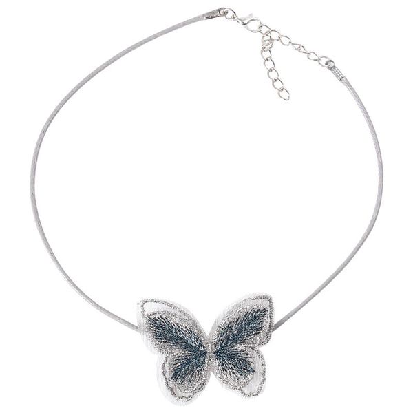 

1pc butterfly collar lace embroidery choker chain clavicle chain for girls, Silver