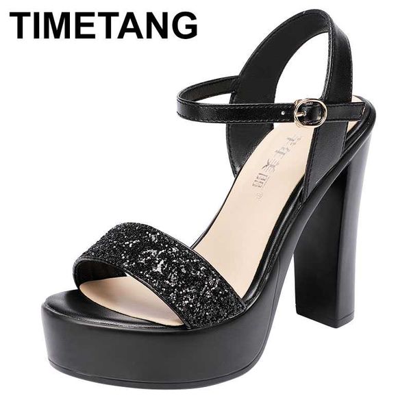 

timetang2020 women sandals bling high heels summer wedding party shoes microfiber woman peep toe heels pumps new sandals, Black