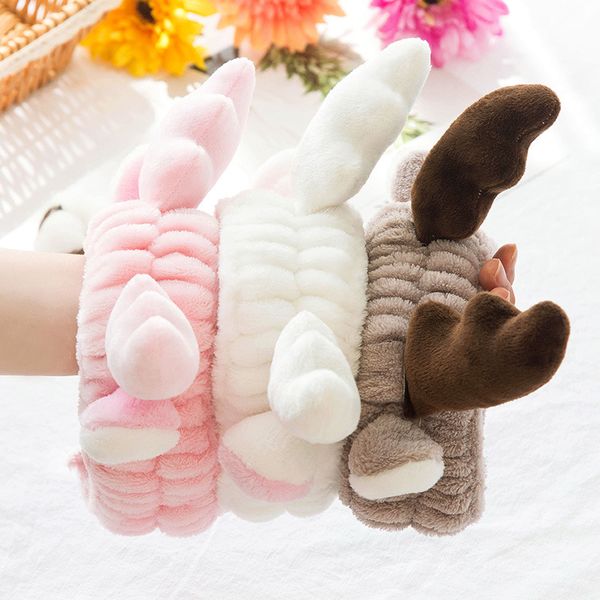 

2020 new coral fleece wash face elk antlers hairbands for women girls headbands headwear hair bands turban hair accessories