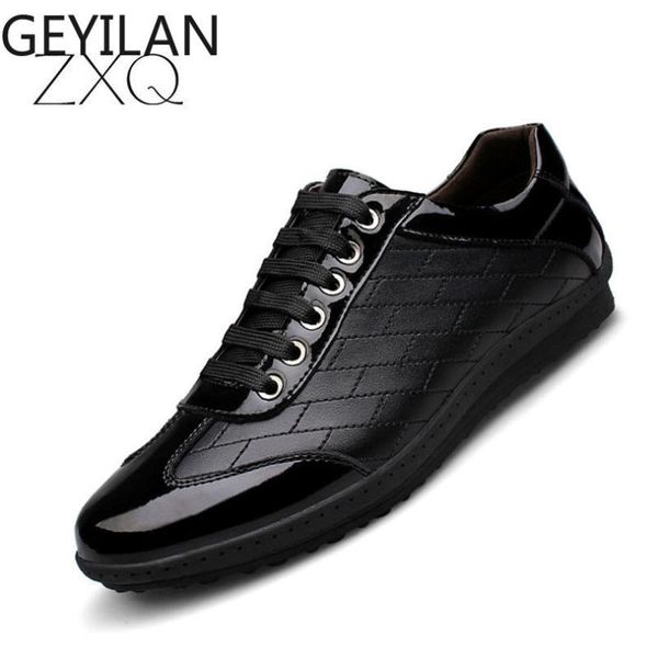 

spring new casual genuine leather sneakers shoes men leather oxford lace-up shoes simple stylish large sizes 38-45, Black