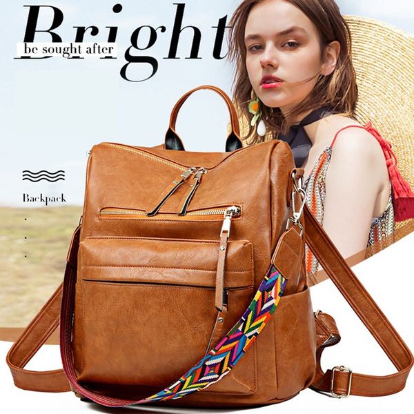 

women's backpack 2020 travel large backpack genuine leather schoolbag for girls women's bag one shoulder back