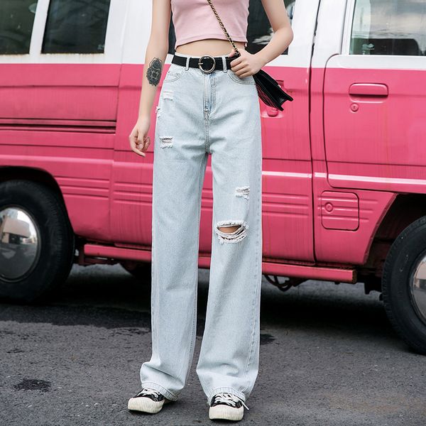 

wholesale 2020 new spring summer autumn selling women's fashion casual denim nethong daddy pants fp25319, Blue