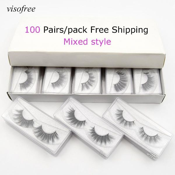 

false eyelashes visowholesale 20/30/50/100 pairs 3d faux mink lashes natural hand made eye full strip makeup
