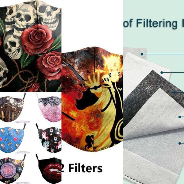 

face big mouth print anti fabric masks unicorn mouth cover reusable protection dust 2d4m1