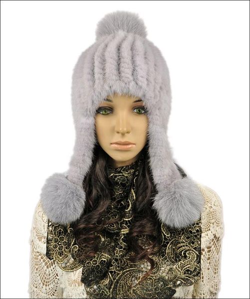 

new winter female fur hats autumn women warm hat of natural and fur pompom h242, Blue;gray
