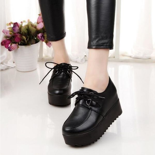 

women sneakers 2020 new fashion women casual shoes trends in female flats platform spring autumn lace up shoes size 35-40, Black