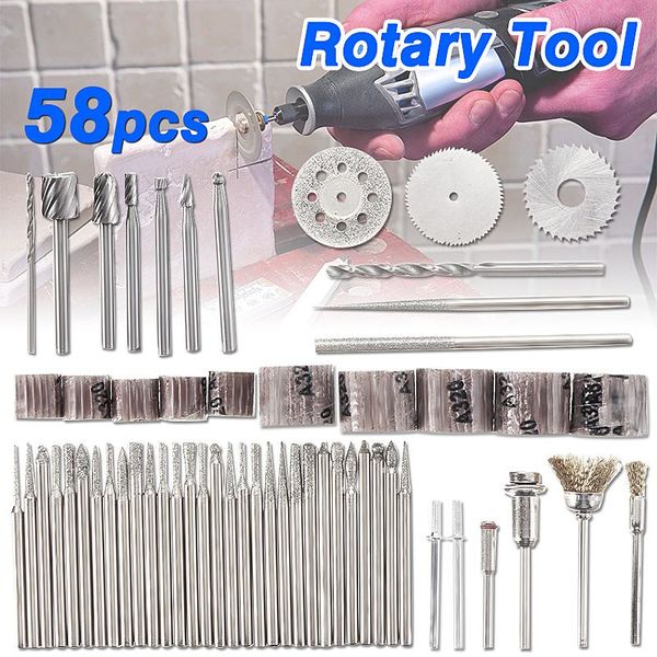 

58pcs rotary tool accessories set mini drill bit kit grinding sanding polishing cutting universal fitment with box