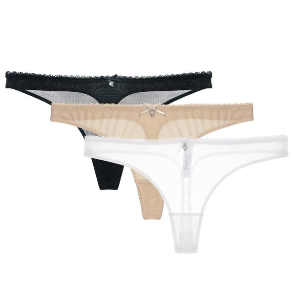 

cyhwr women's sheer panties thong mesh g-strings low rise brief underwear, 3-pack, Black;pink
