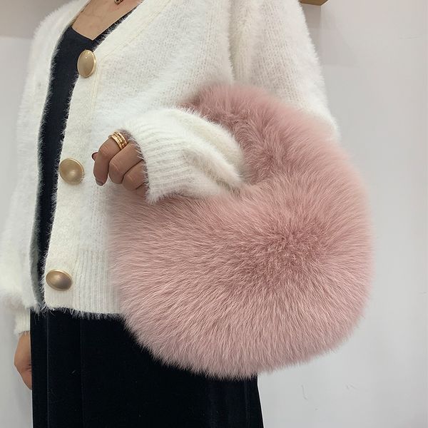 

new 2020 fashion fur warm hand bag women warm fur bag female shoulder chain messenger real hairy chain winter