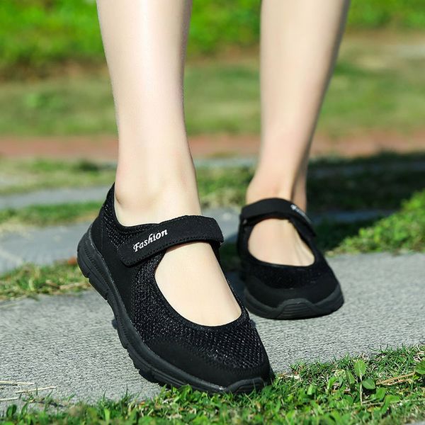 

2020 women mesh magic sticker summer sandals anti slip fitness running lightweight sports shoes beauty 35- 42 drop y1655 y200620, Black