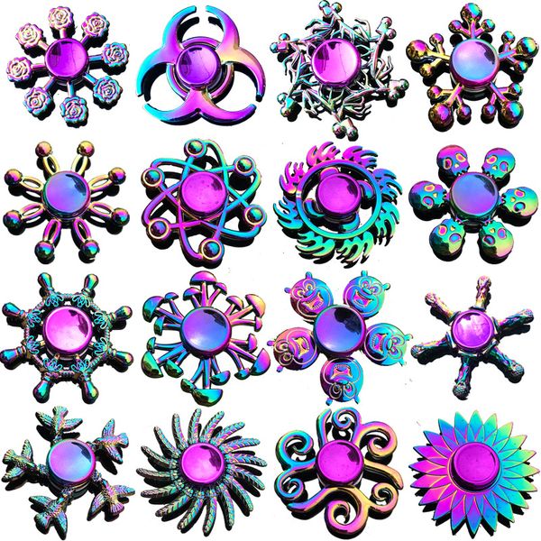 

rainbow metal hand spinner star flower hand spinner anti stress decompression toy colorful fidget kids toys