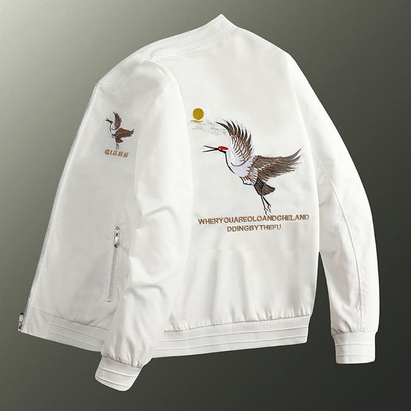 

2020 new Chinese designer jacket fashion crane pattern embroidery jacket brand high quality trend casual coat