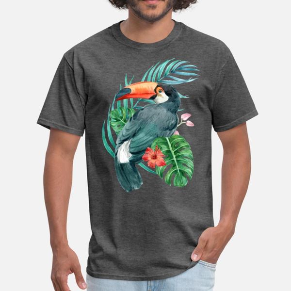 

watercolor toucan t shirt men create short sleeve s-3xl standard cute funny casual spring pictures shirt