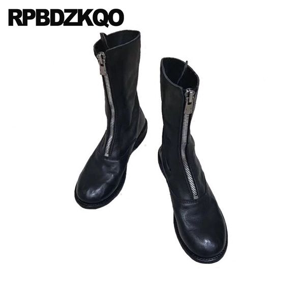 

short genuine leather 9 mid calf chunky round toe brand women winter boots black handmade shoes wine red 2020 fall