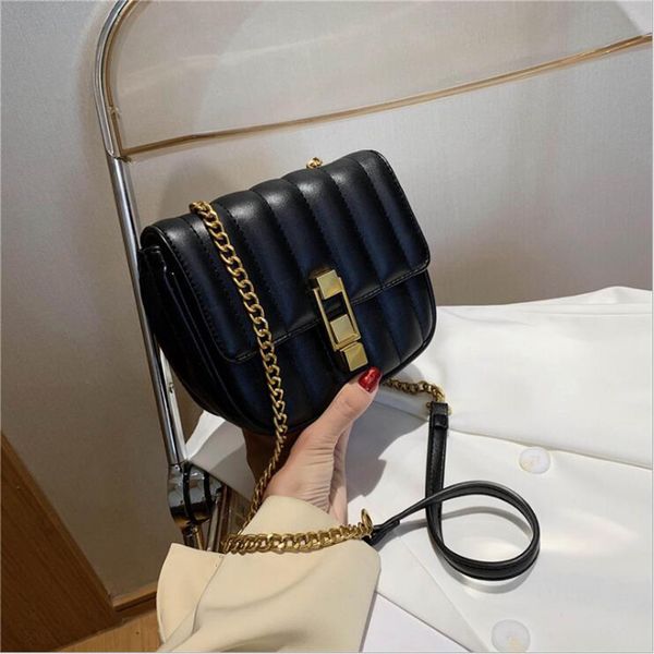 

stripe pattern solid color simple pu leather shoulder bags for women 2020 summer travel mini chain shoulder handbags