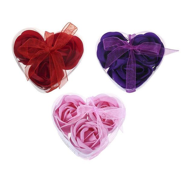 

body decor bath favor valentine's rose aroma wedding flowers 3pcs/box soap romantic gifts day heart souvenirs soap party uy2008 jlgwn