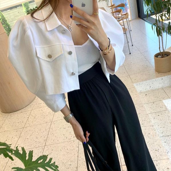 

20202 new arrival chic fashionable elegant fashion casual denim jackets vintage special aesthetic summer jackets for women, Black;brown