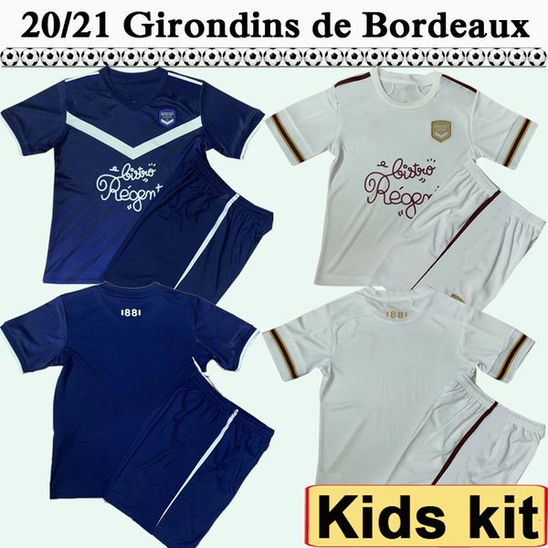 

20 21 girondins de bordeaux kids kit soccer jerseys briand s.kalu home blue away white child football shirt de preville benito oudin uniform, Black