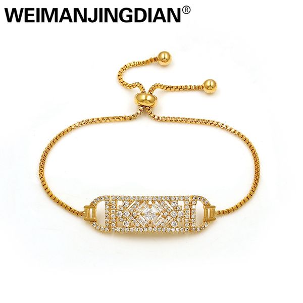 

art deco cubic zirconia cz crystal adjustable bracelet in white gold / yellow gold / rose colors, Red;blue