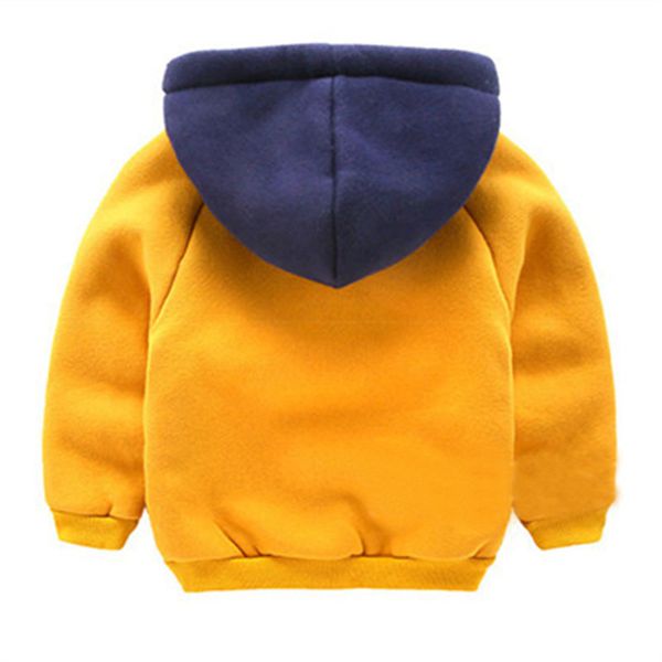 

мальчики плюс velvet согревающих свитер осени и зима новых детей с капюшоном одежды для младенцев мальчиков утолщения с карманом пальто 1-4y, Black