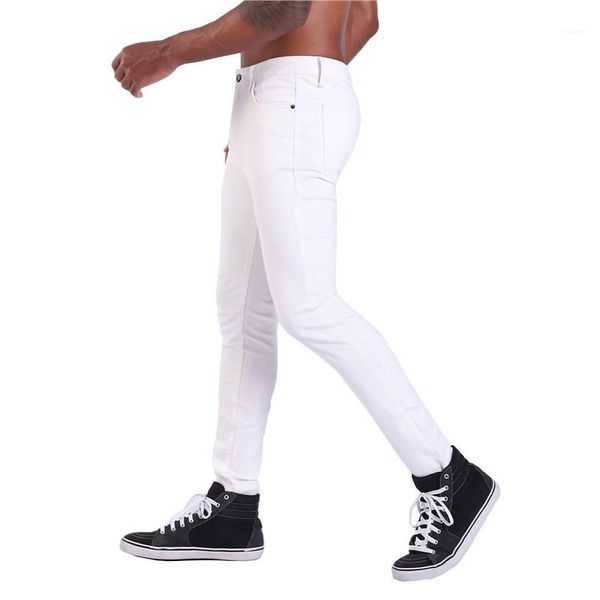 

конструктор джинсы мода лето zipper casual карандаш брюки мужские узкие середины талии джинсы белого цвета mens, Blue