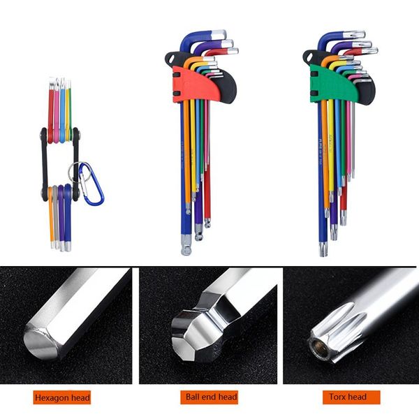

key tools wrench double end hex flat screwdriver 9pcs hexagon hand allen l ball head folding end spanner type set cmuxr