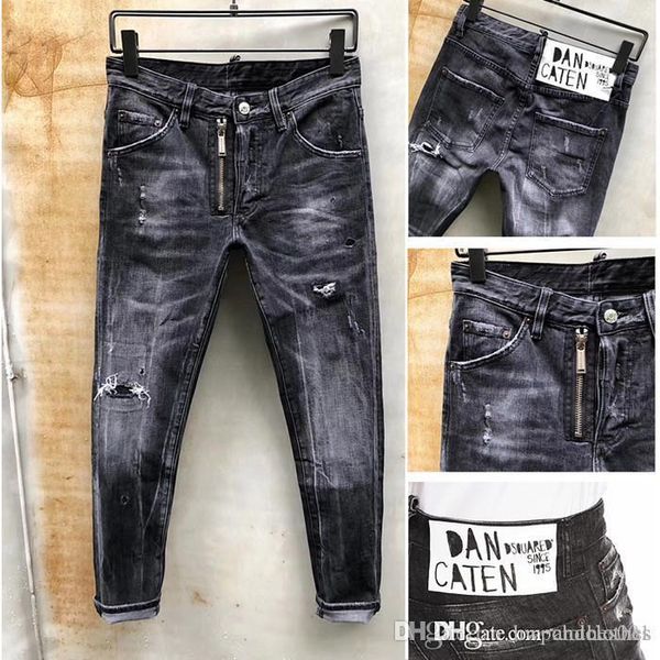 

european street fashion washed and dressed jeans motorcycle biker denim pants men brand fashion designer hip hop mens jeans, Blue