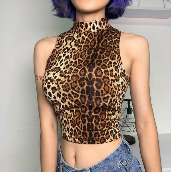 

20ss leopard bodycon crop camis women vintage bustier sleeveless leopard print tank beach casual tshirts clothes, White