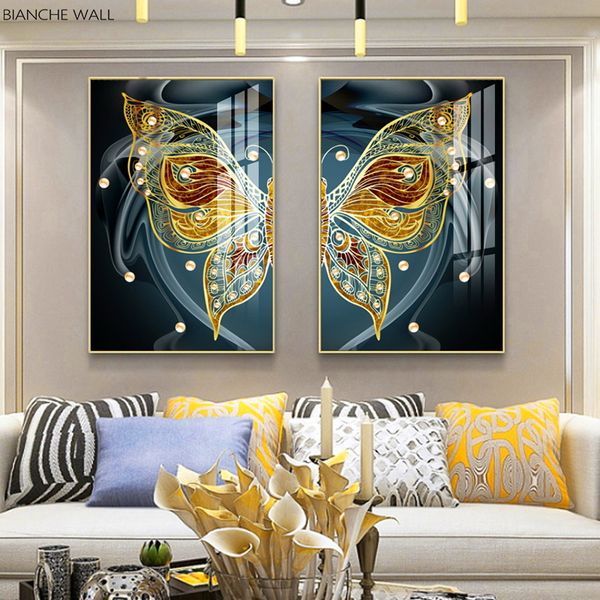 

yellow abstract butterfly insect pattern clip art poster prints wall art canvas painting pictures for bedroom decoration