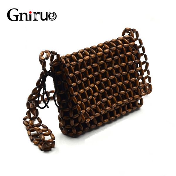 

new bamboo purse straw bag wooden beads with beads woven portable small bag fashion women dinner single shoulder messenger