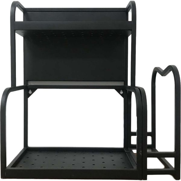 

storage rack 201 stainless steel black kitchen rack supplies storage household counterseasoning rack double layer 30cm long with cutting