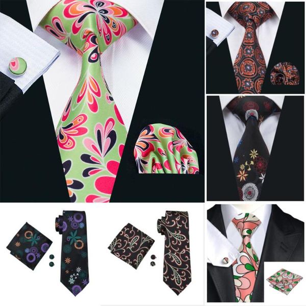 

3pcs $9.99 gift men tie red green blue floral novelty design silk wedding tie for men dibangu hanky cufflinks set, Black;gray