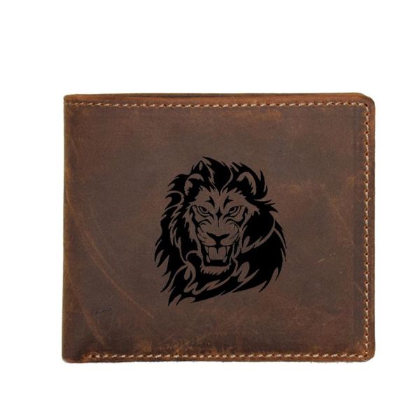 

mighty lion wild animals men's wallet custom name purse gifts card holders coin pocket cowhide leather wallet male, Red;black