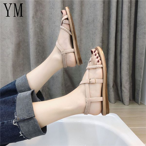 

2020 women shoes flip-flop fashion women sandals bohemia beaded sandals flat summer shoes buckle, Black