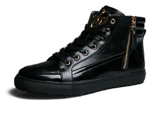 

men brand high leather fashion sneakers men casual shoes male flats boots rubber mens designer shoes walking black gold