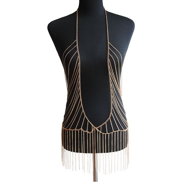 

fashion body chain women tassel harness belly chain women big bikini chains girl punk beach statement body jewelry, Silver