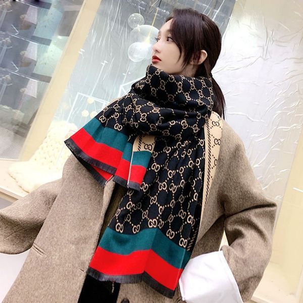 

new ladies scarf winter scarf 2020 ladies scarf shawl autumn ladies fashion pattern letter shawl, Blue;gray