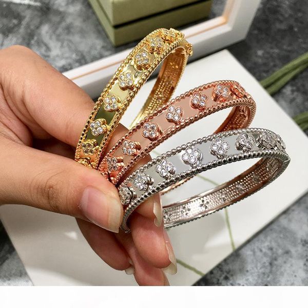 

gold plated copper cz stone flower bangles for women new arrival selling new luxury fashion jewelry, Black