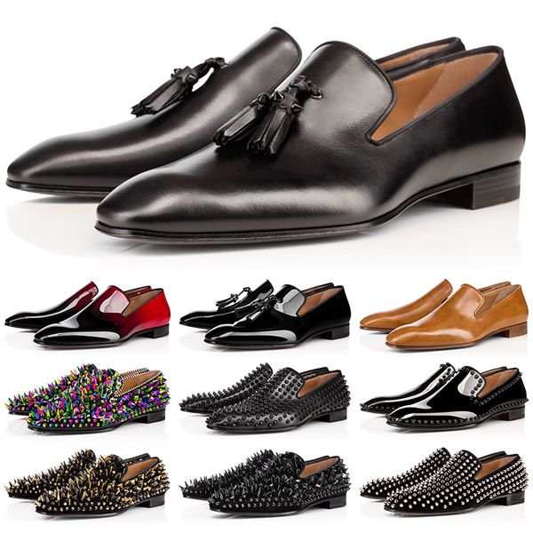 

мужчины платье обувь красного кубовой моды мужской обуви шипы бездельников matt лакированной кожа замша круглого toes свадьба размер 39-47, Black