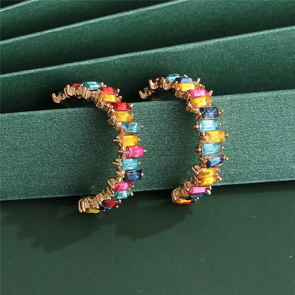 

jujia new ethnic bohemian earrings fashion jewelry statement earrings luxury vintage colorful crystal for women, Golden;silver