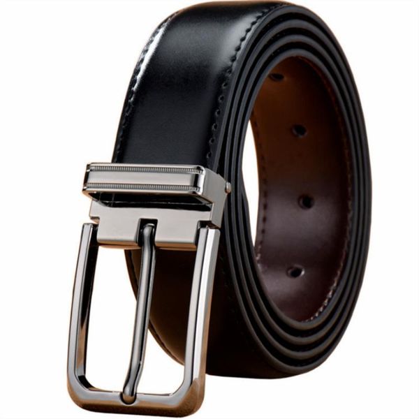 

mens pin buckles belts business luxury cowskin cinturones gift for men belt pasek jeans waist genuine leather strap hombre cinto, Black;brown
