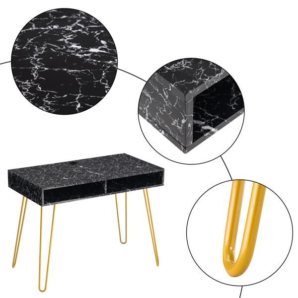 

marble iron foot computer table black